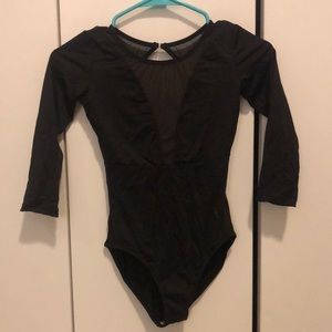 Black open back leotard